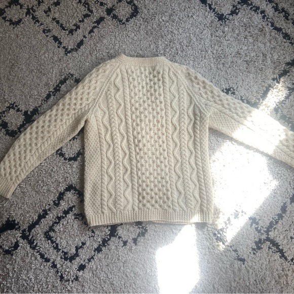 Irish Wool Parker Sweater - Cream / Beige - Cardigan with Pockets - Picture 4 of 6